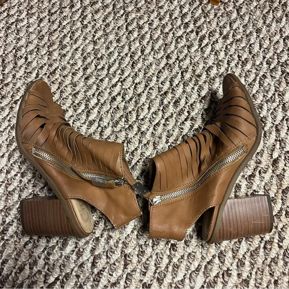 Circus by Sam Edelman Brown Strappy Booties Ankle Boots Size 8